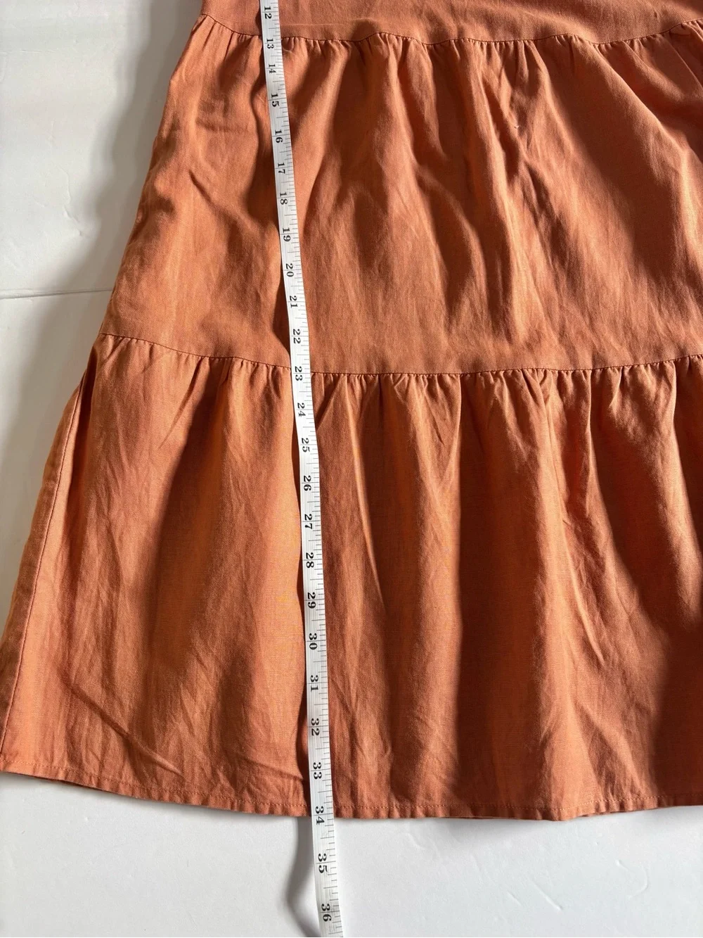Goodthreads Rust Linen Blend Tiered Flutter Sleeve Mini Dress Pockets XS - Picture 7 of 9